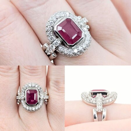 Ring 1.33ctw Round Diamonds 2.20ct GIA Ruby Platinum Sz7 16.2g 225030018
