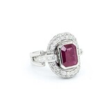  Ring 1.33ctw Round Diamonds 2.20ct GIA Ruby Platinum Sz7 16.2g 225030018