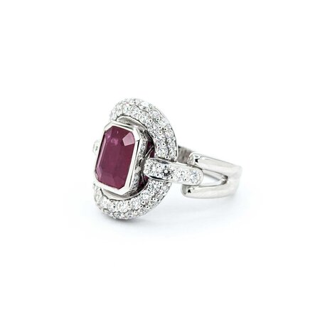 Ring 1.33ctw Round Diamonds 2.20ct GIA Ruby Platinum Sz7 16.2g 225030018