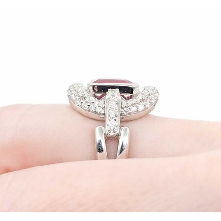 Ring 1.33ctw Round Diamonds 2.20ct GIA Ruby Platinum Sz7 16.2g 225030018