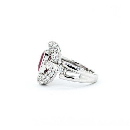 Ring 1.33ctw Round Diamonds 2.20ct GIA Ruby Platinum Sz7 16.2g 225030018
