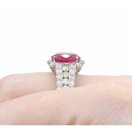 Ring 2.11ctw Round Diamonds 5.39ctw Ruby Platinum Sz7 10.5g 225030028