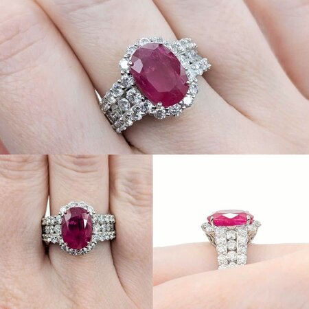 Ring 2.11ctw Round Diamonds 5.39ctw Ruby Platinum Sz7 10.5g 225030028