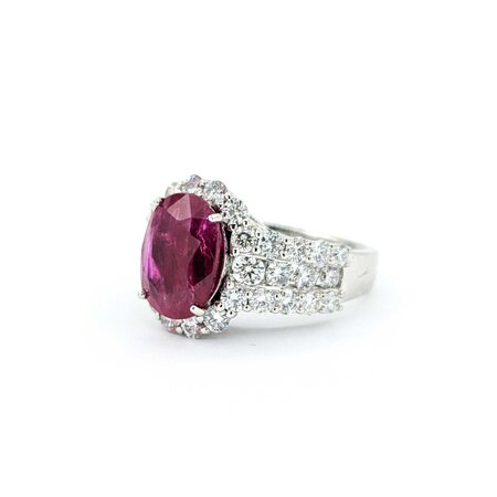 Ring 2.11ctw Round Diamonds 5.39ctw Ruby Platinum Sz7 10.5g 225030028