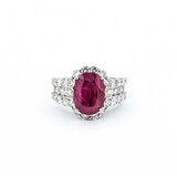  Ring 2.11ctw Round Diamonds 5.39ctw Ruby Platinum Sz7 10.5g 225030028
