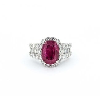 Ring 2.11ctw Round Diamonds 5.39ctw Ruby Platinum Sz7 10.5g 225030028