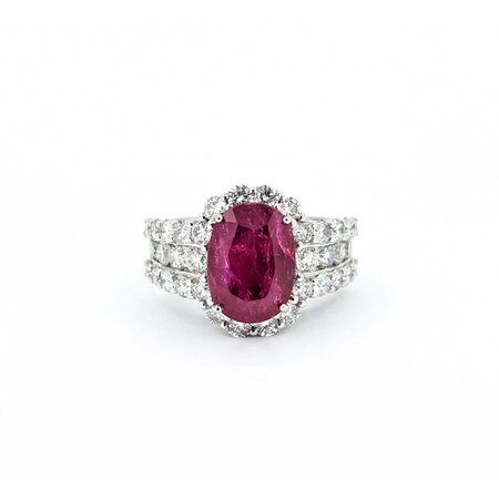 Ring 2.11ctw Round Diamonds 5.39ctw Ruby Platinum Sz7 10.5g 225030028