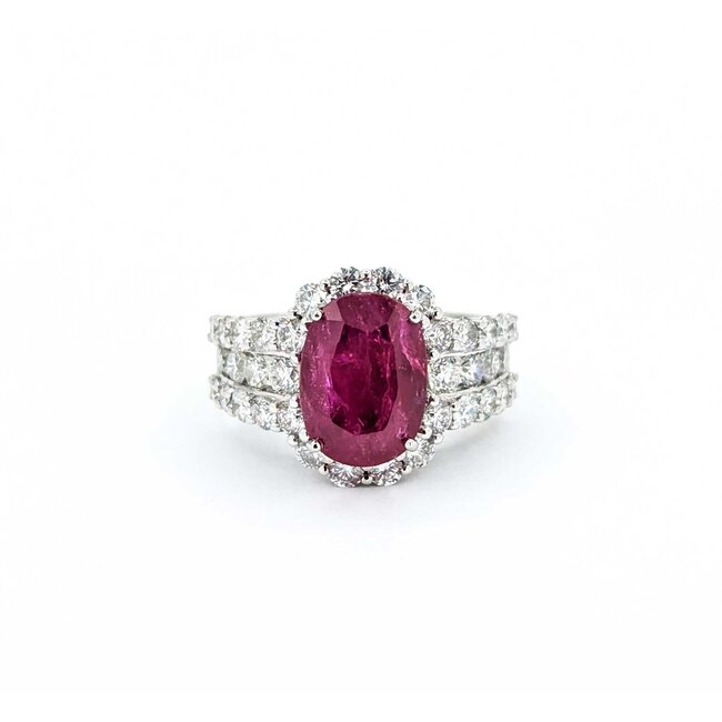 Ring 2.11ctw Round Diamonds 5.39ctw Ruby Platinum Sz7 10.5g 225030028