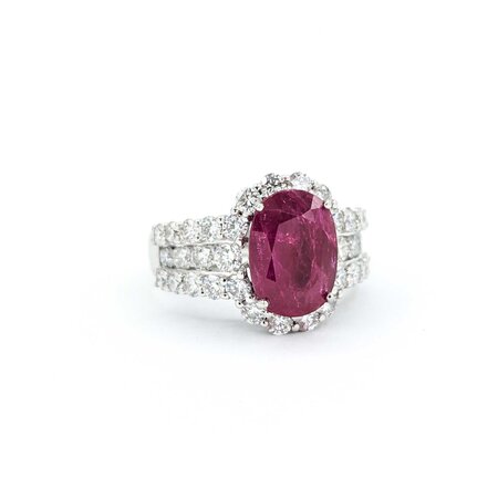 Ring 2.11ctw Round Diamonds 5.39ctw Ruby Platinum Sz7 10.5g 225030028