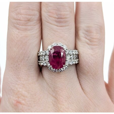 Ring 2.11ctw Round Diamonds 5.39ctw Ruby Platinum Sz7 10.5g 225030028