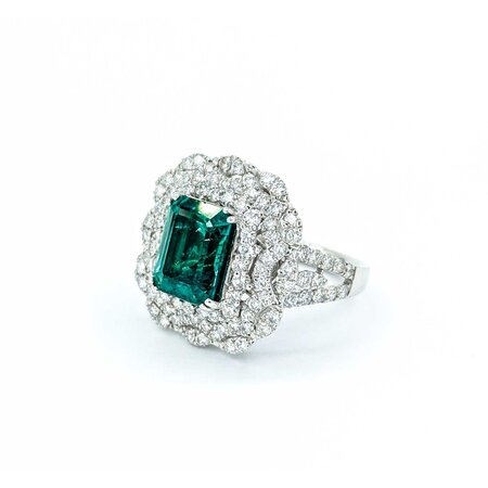 Ring 1.63ctw Round Diamonds 3.45ct GIA Emerald Platinum Sz7 9.9g 225030032