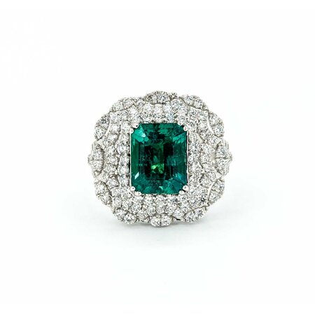 Ring 1.63ctw Round Diamonds 3.45ct GIA Emerald Platinum Sz7 9.9g 225030032