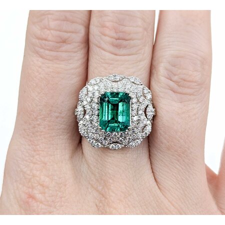Ring 1.63ctw Round Diamonds 3.45ct GIA Emerald Platinum Sz7 9.9g 225030032
