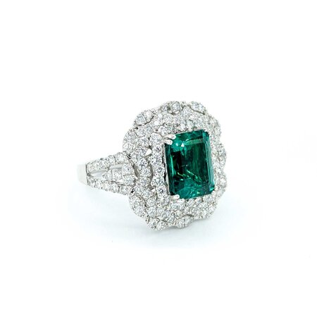 Ring 1.63ctw Round Diamonds 3.45ct GIA Emerald Platinum Sz7 9.9g 225030032