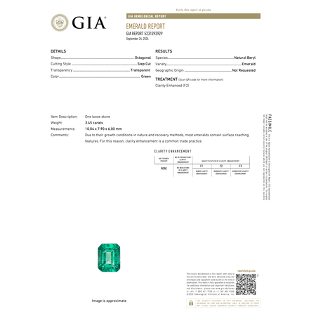 Ring 1.63ctw Round Diamonds 3.45ct GIA Emerald Platinum Sz7 9.9g 225030032
