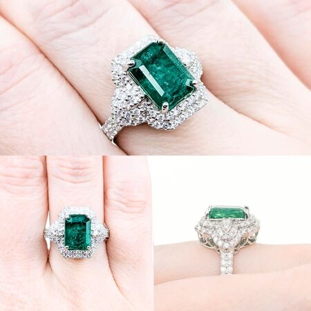 Ring .98ctw Round Diamonds 5.19ct GIA Emerald Platinum Sz7 8.3g 225030017