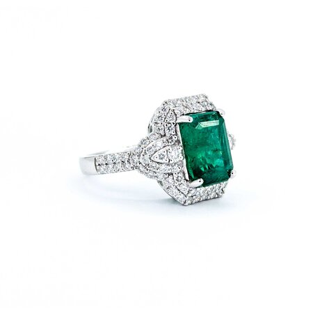 Ring .98ctw Round Diamonds 5.19ct GIA Emerald Platinum Sz7 8.3g 225030017