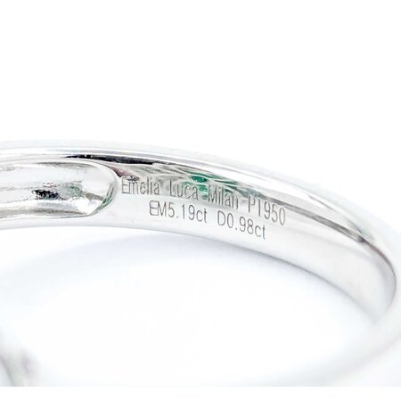 Ring .98ctw Round Diamonds 5.19ct GIA Emerald Platinum Sz7 8.3g 225030017