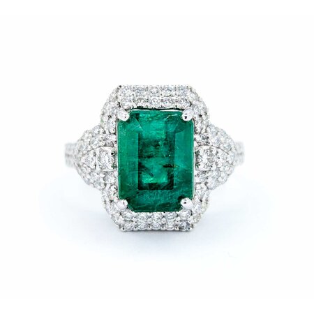 Ring .98ctw Round Diamonds 5.19ct GIA Emerald Platinum Sz7 8.3g 225030017