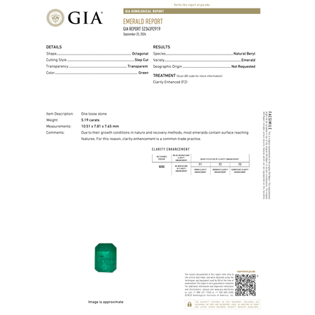 Ring .98ctw Round Diamonds 5.19ct GIA Emerald Platinum Sz7 8.3g 225030017