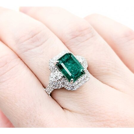 Ring .98ctw Round Diamonds 5.19ct GIA Emerald Platinum Sz7 8.3g 225030017