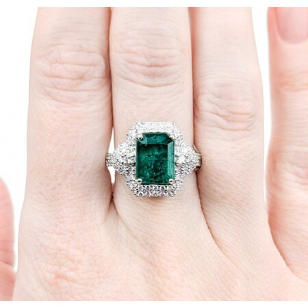 Ring .98ctw Round Diamonds 5.19ct GIA Emerald Platinum Sz7 8.3g 225030017
