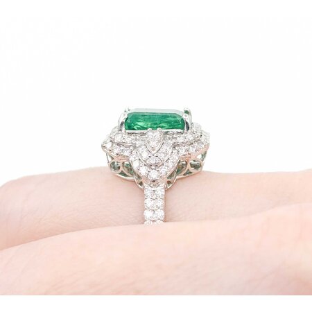 Ring .98ctw Round Diamonds 5.19ct GIA Emerald Platinum Sz7 8.3g 225030017