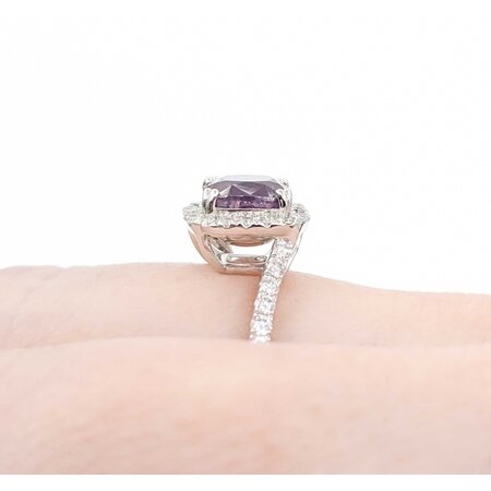 Ring .47ctw Round Diamonds 2.07ct GIA Unheated Kashmir Sapphire Platinum Sz7 5.1g 225030031