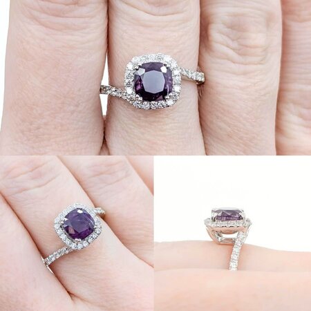 Ring .47ctw Round Diamonds 2.07ct GIA Unheated Kashmir Sapphire Platinum Sz7 5.1g 225030031