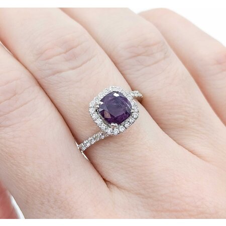 Ring .47ctw Round Diamonds 2.07ct GIA Unheated Kashmir Sapphire Platinum Sz7 5.1g 225030031