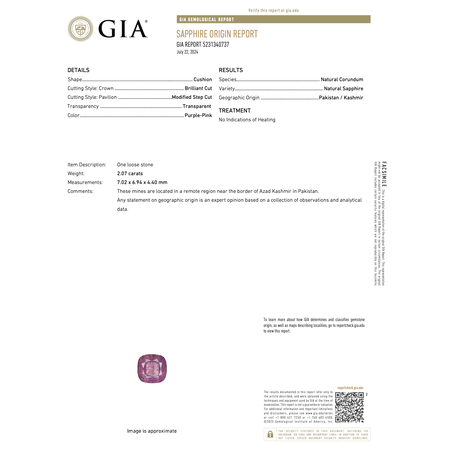 Ring .47ctw Round Diamonds 2.07ct GIA Unheated Kashmir Sapphire Platinum Sz7 5.1g 225030031