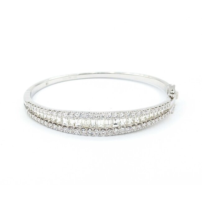 Bracelet 5.98ctw Round/Baguette Diamonds 14kw 6.5" 19.2g 225030020