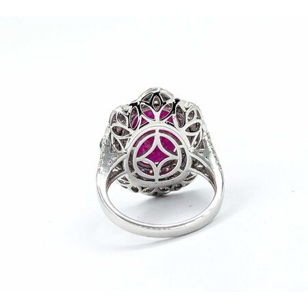 Ring 1.19ctw Round Diamonds 5.62ct GIA Burmese Ruby Platinum Sz7 11.5g 225030034