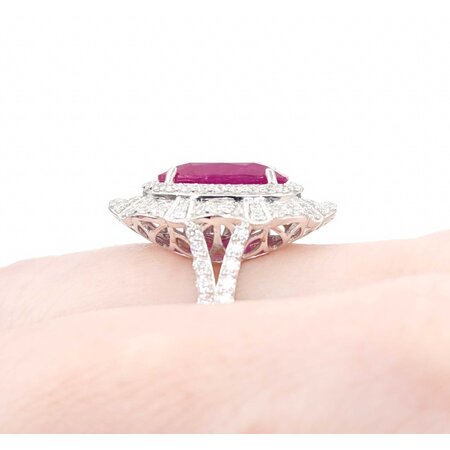 Ring 1.19ctw Round Diamonds 5.62ct GIA Burmese Ruby Platinum Sz7 11.5g 225030034