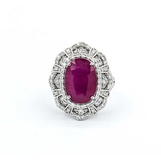 Ring 1.19ctw Round Diamonds 5.62ct GIA Burmese Ruby Platinum Sz7 11.5g 225030034