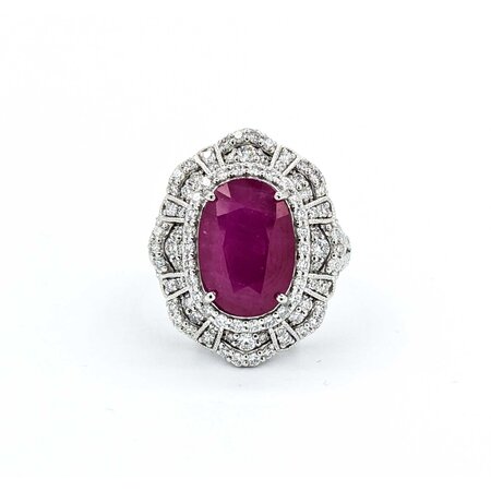 Ring 1.19ctw Round Diamonds 5.62ct GIA Burmese Ruby Platinum Sz7 11.5g 225030034