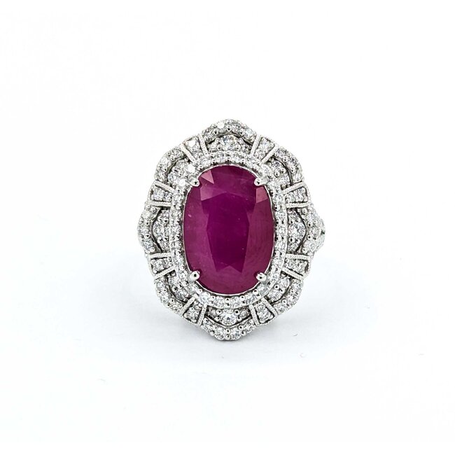 Ring 1.19ctw Round Diamonds 5.62ct GIA Burmese Ruby Platinum Sz7 11.5g 225030034
