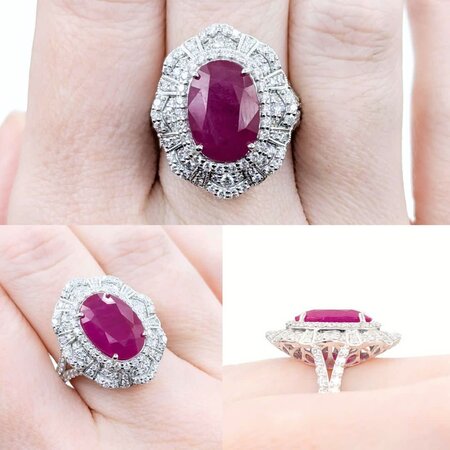 Ring 1.19ctw Round Diamonds 5.62ct GIA Burmese Ruby Platinum Sz7 11.5g 225030034