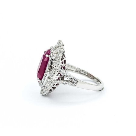 Ring 1.19ctw Round Diamonds 5.62ct GIA Burmese Ruby Platinum Sz7 11.5g 225030034