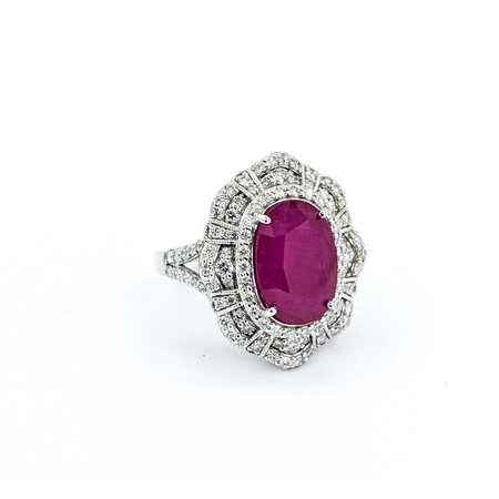Ring 1.19ctw Round Diamonds 5.62ct GIA Burmese Ruby Platinum Sz7 11.5g 225030034