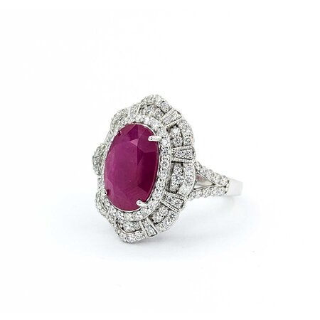 Ring 1.19ctw Round Diamonds 5.62ct GIA Burmese Ruby Platinum Sz7 11.5g 225030034
