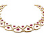 Necklace 4.1ctw Round Diamonds 36.93ctw GIA Burmese Ruby White Enamel 14ky 18" 77.0g 225030026