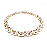  Necklace 4.1ctw Round Diamonds 36.93ctw GIA Burmese Ruby White Enamel 14ky 18" 77.0g 225030026