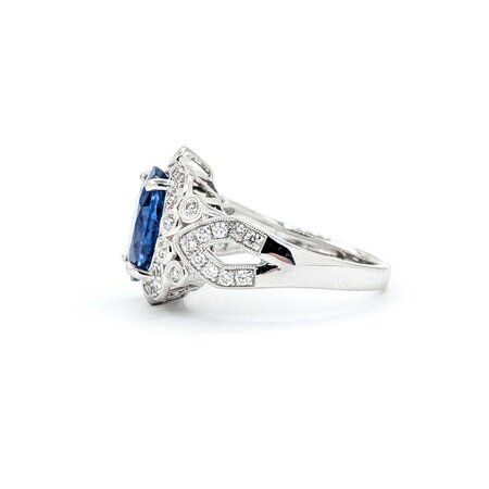 Ring .55ctw Round Diamonds 4.18ct GIA Sapphire Platinum Sz7 10.3g 225030014