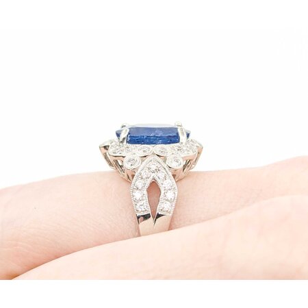 Ring .55ctw Round Diamonds 4.18ct GIA Sapphire Platinum Sz7 10.3g 225030014