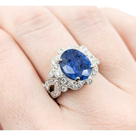 Ring .55ctw Round Diamonds 4.18ct GIA Sapphire Platinum Sz7 10.3g 225030014