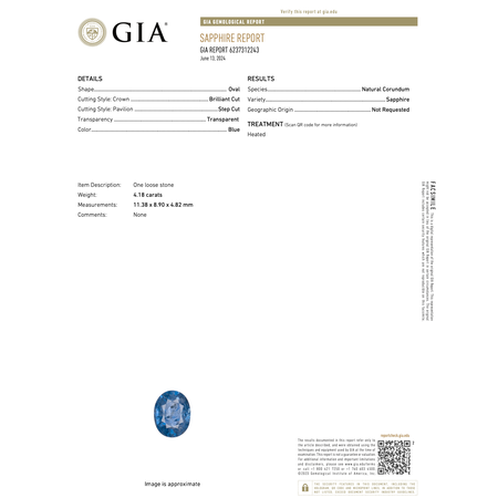 Ring .55ctw Round Diamonds 4.18ct GIA Sapphire Platinum Sz7 10.3g 225030014