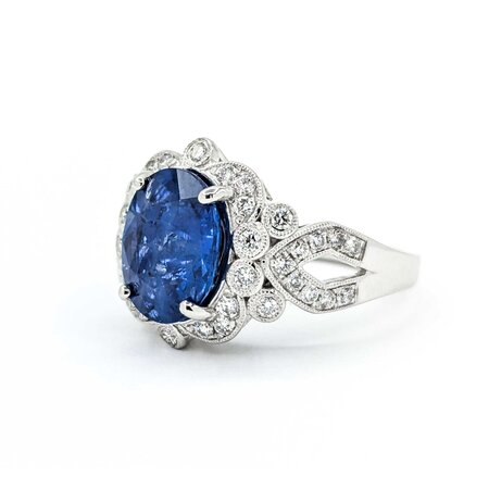 Ring .55ctw Round Diamonds 4.18ct GIA Sapphire Platinum Sz7 10.3g 225030014