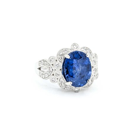 Ring .55ctw Round Diamonds 4.18ct GIA Sapphire Platinum Sz7 10.3g 225030014