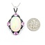 Necklace .28ctw Round Diamonds 9.69ct Opal 1.42ctw Pink Sapphires Platinum 41.5x23.5mm 18" 11.7g 225030011